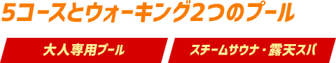 5コースとウォーキング2つのプール